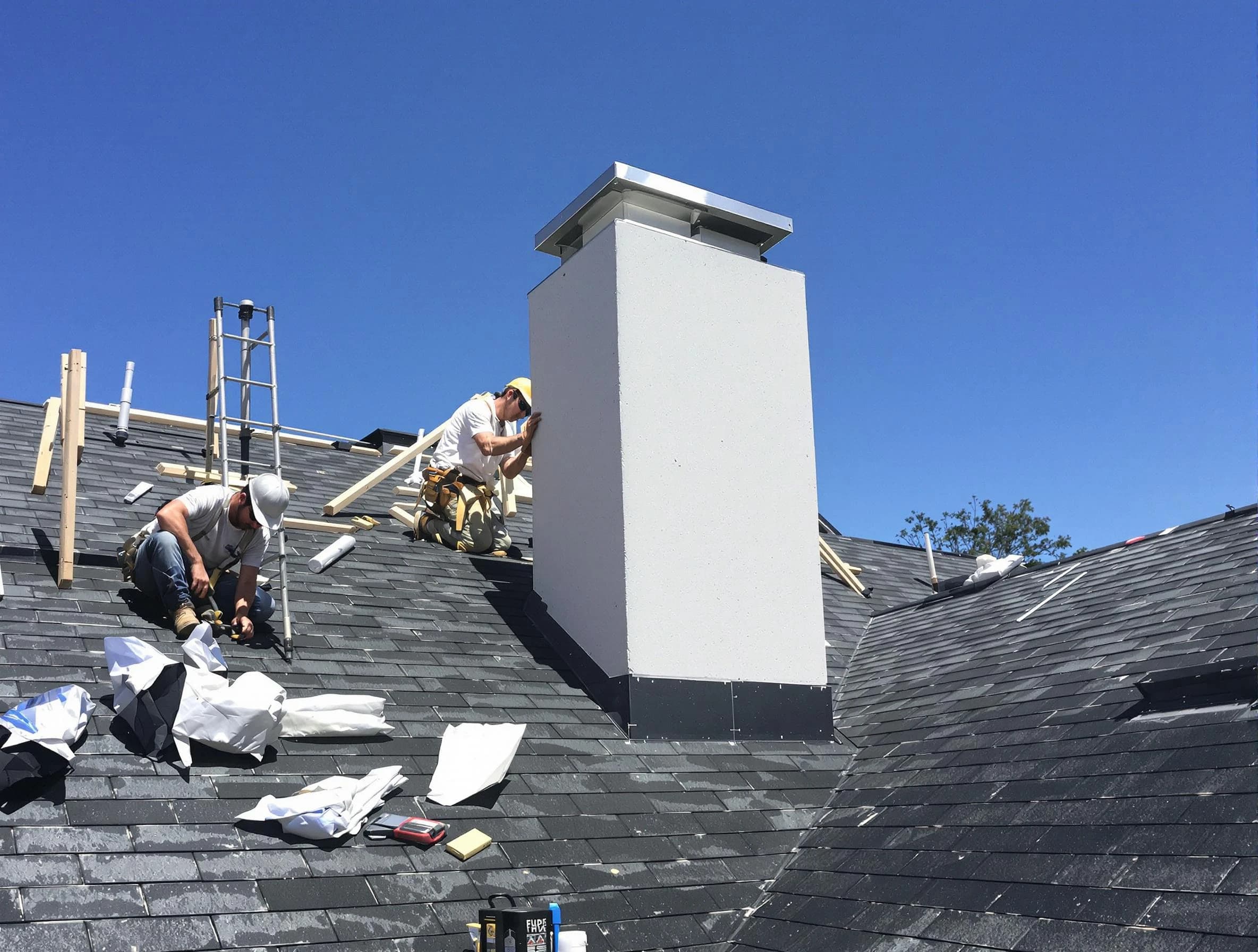 Chamberlayne Chimney Sweep crew installing a new chimney in Chamberlayne, VA