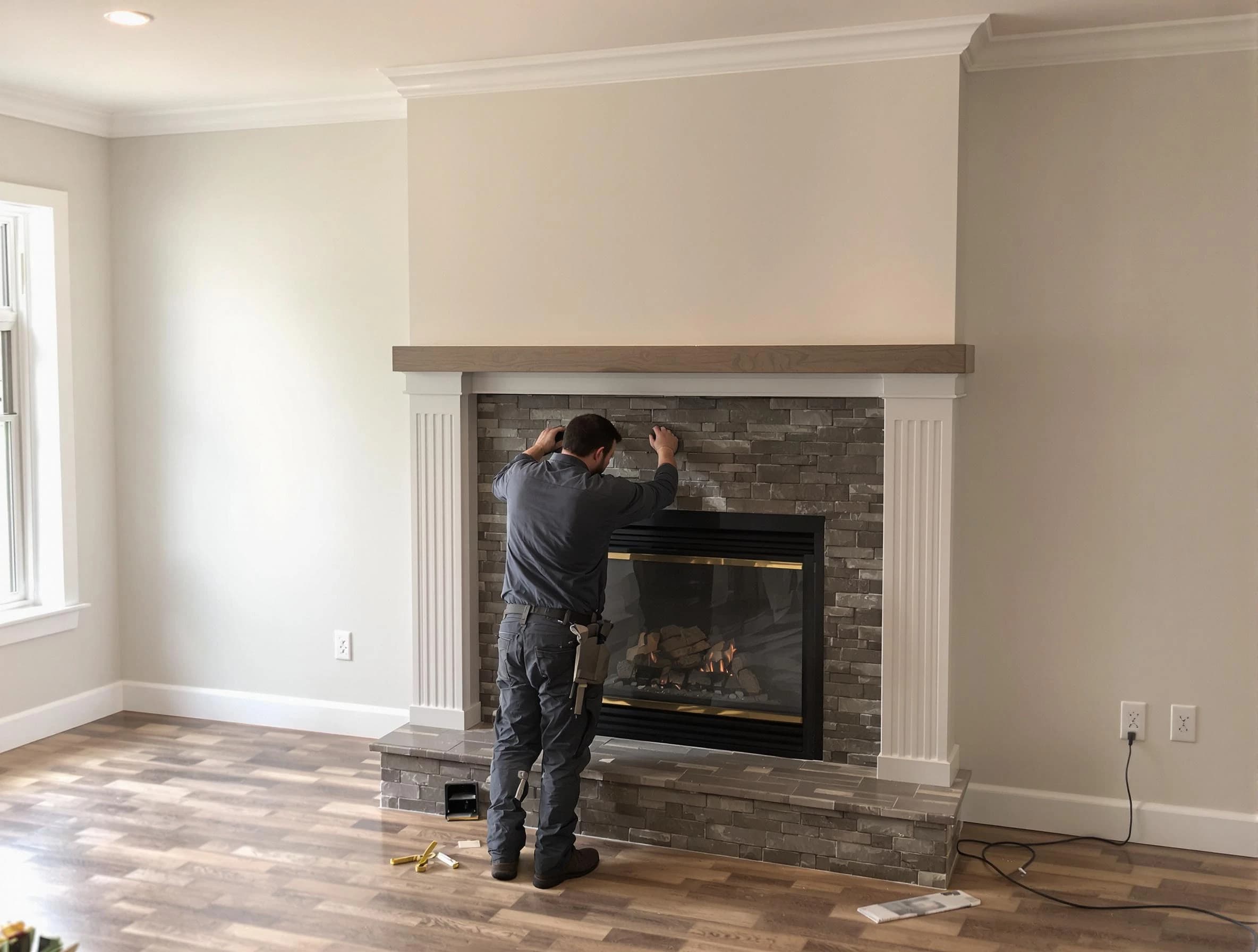 Chamberlayne Chimney Sweep finishing a custom fireplace install in Chamberlayne, VA