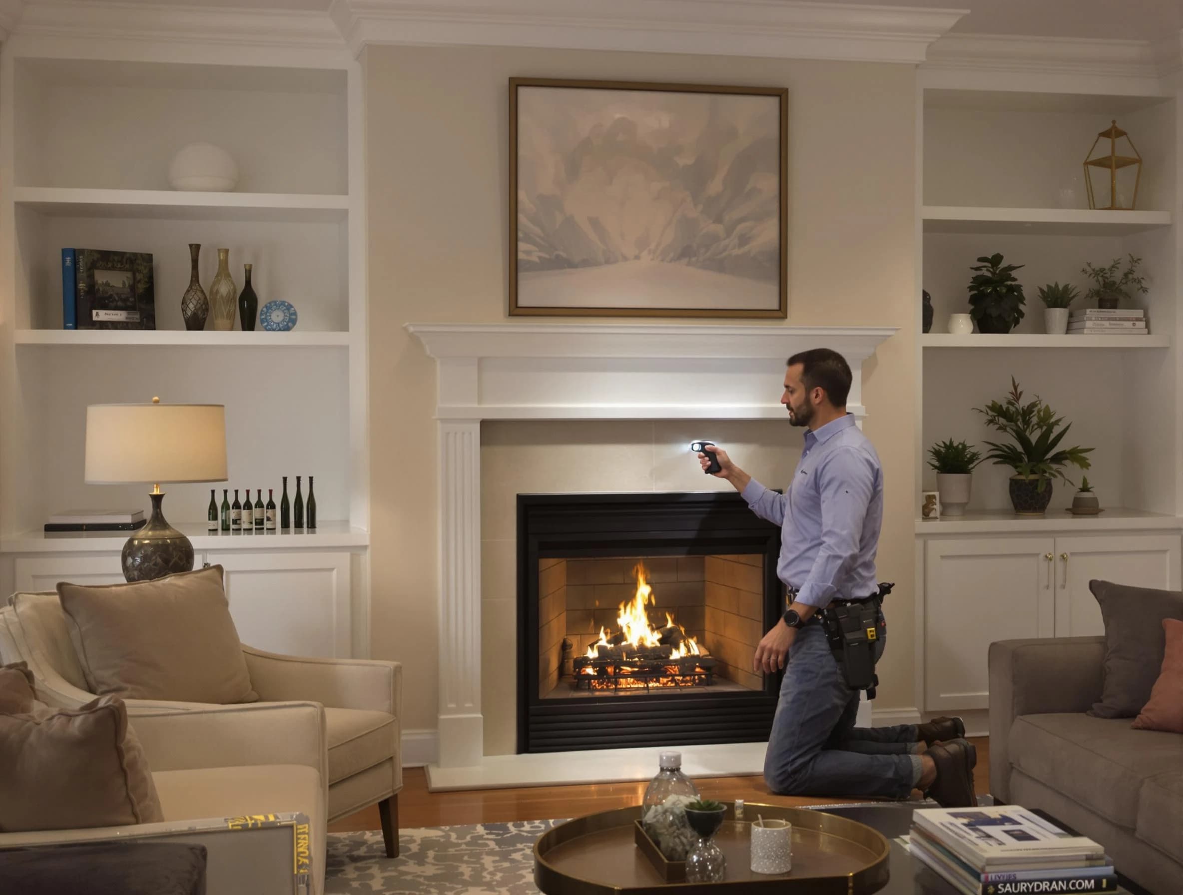 Chamberlayne Chimney Sweep conducting a fireplace safety inspection in Chamberlayne, VA