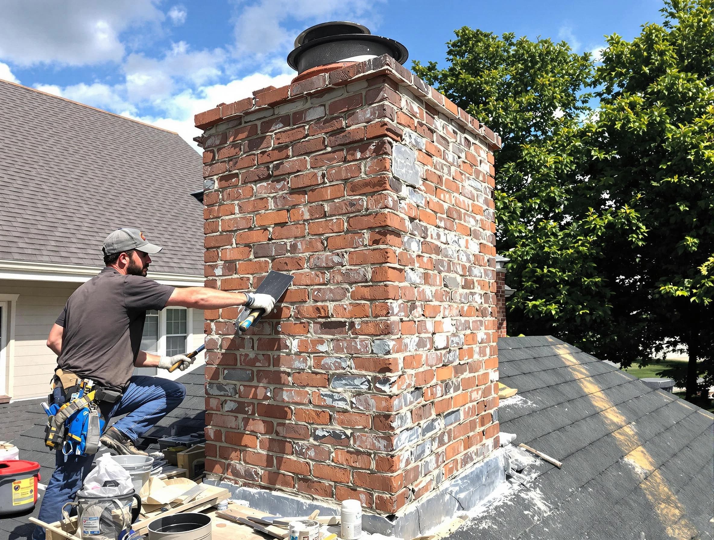 Completed chimney rebuild by Chamberlayne Chimney Sweep in Chamberlayne, VA