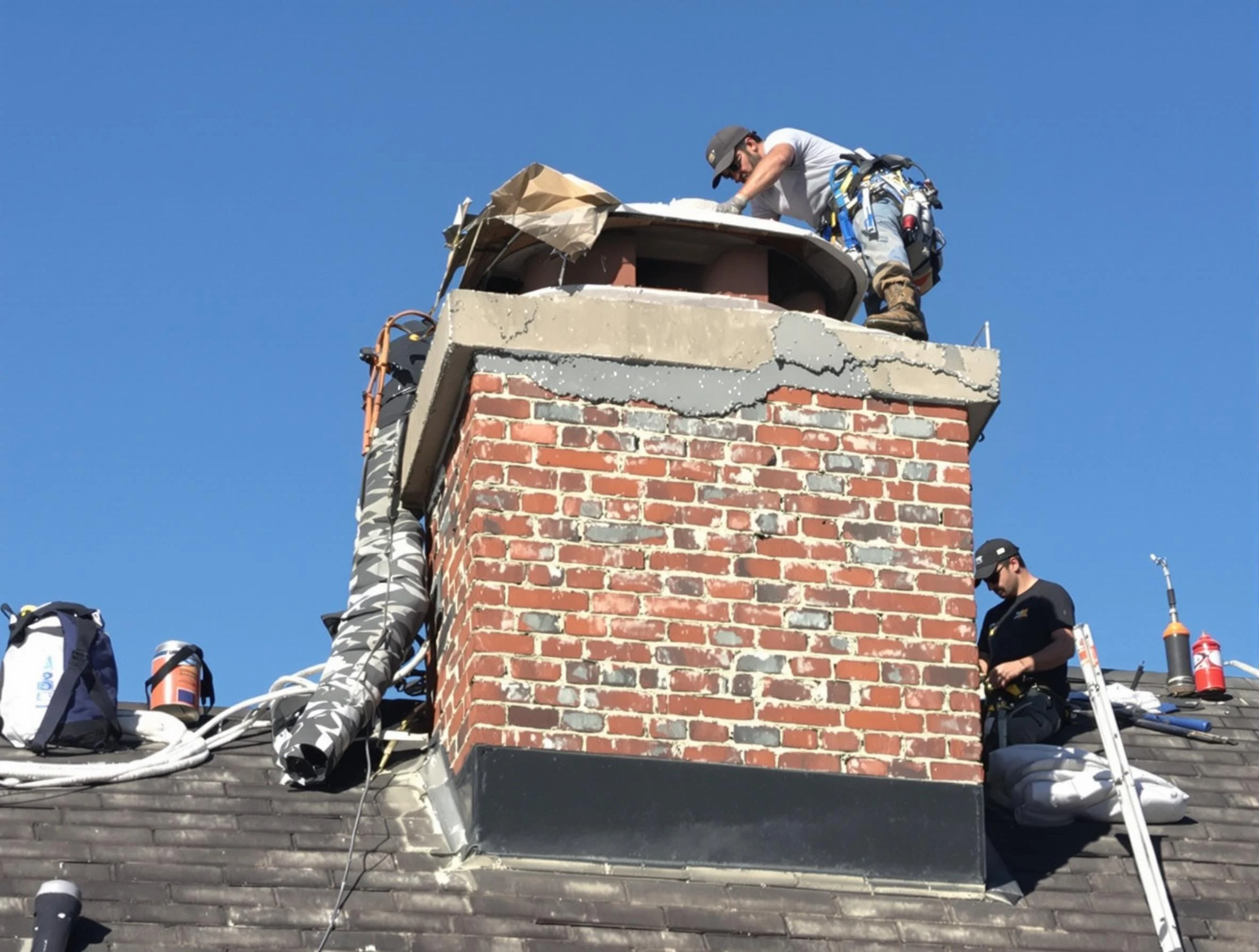 Chamberlayne Chimney Sweep installing a custom chimney crown in Chamberlayne, VA