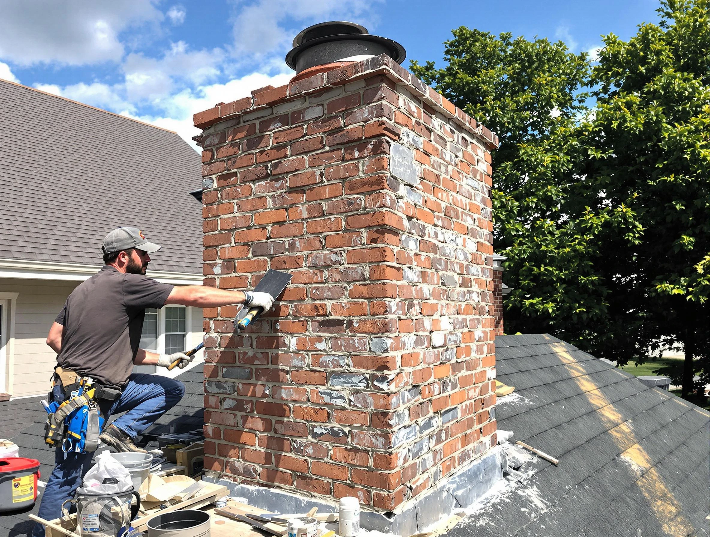 Completed chimney rebuild by Chamberlayne Chimney Sweep in Chamberlayne, VA
