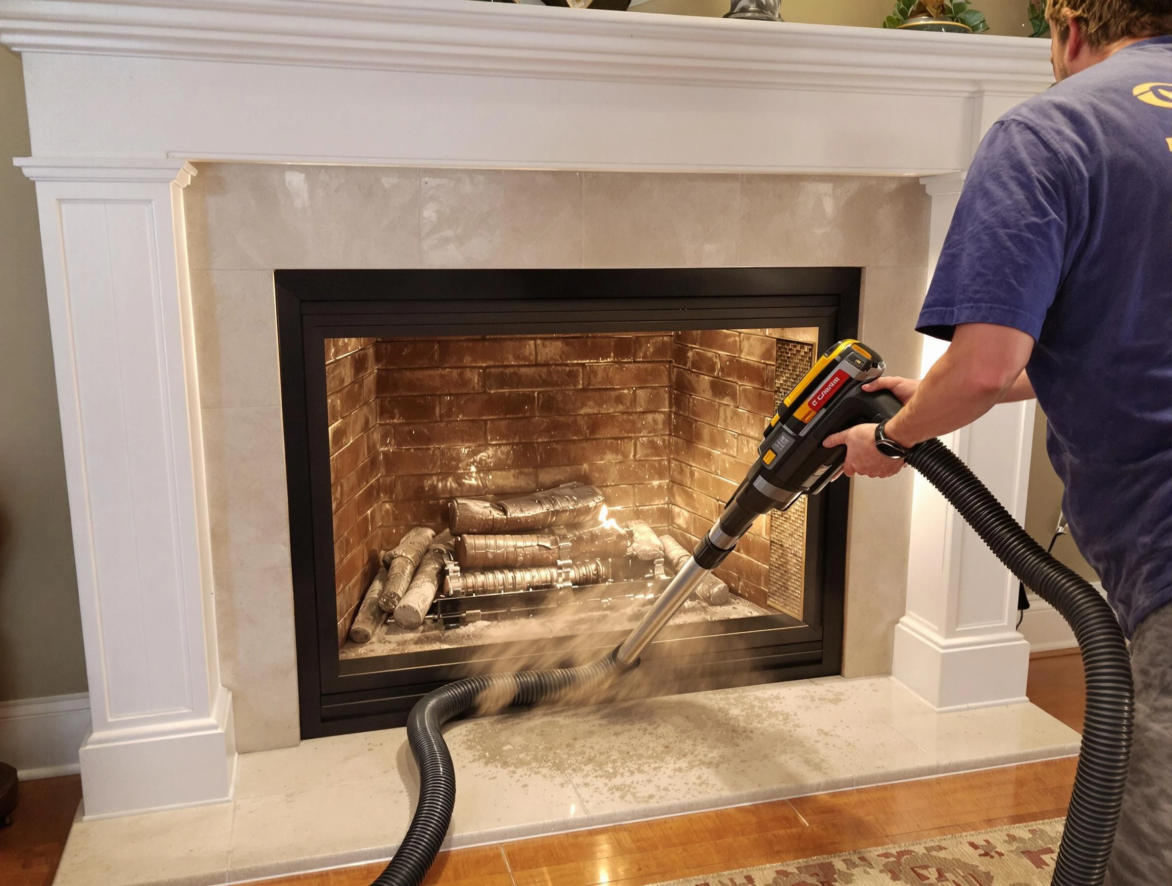 Fireplace cleaning performed by Chamberlayne Chimney Sweep in Chamberlayne, VA