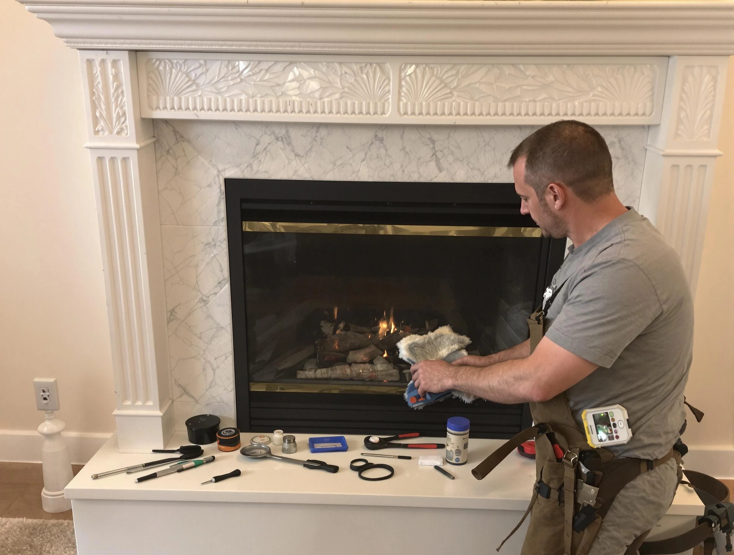 Chamberlayne Chimney Sweep performing fireplace maintenance in Chamberlayne, VA
